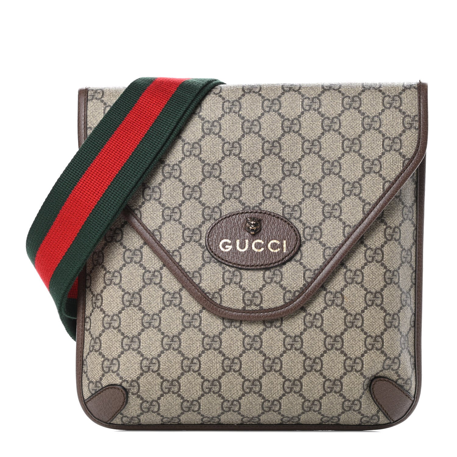 Gucci GG Supreme Monogram Web Medium Neo Vintage Flap Messenger Bag Beige New Acero 1 of 10
