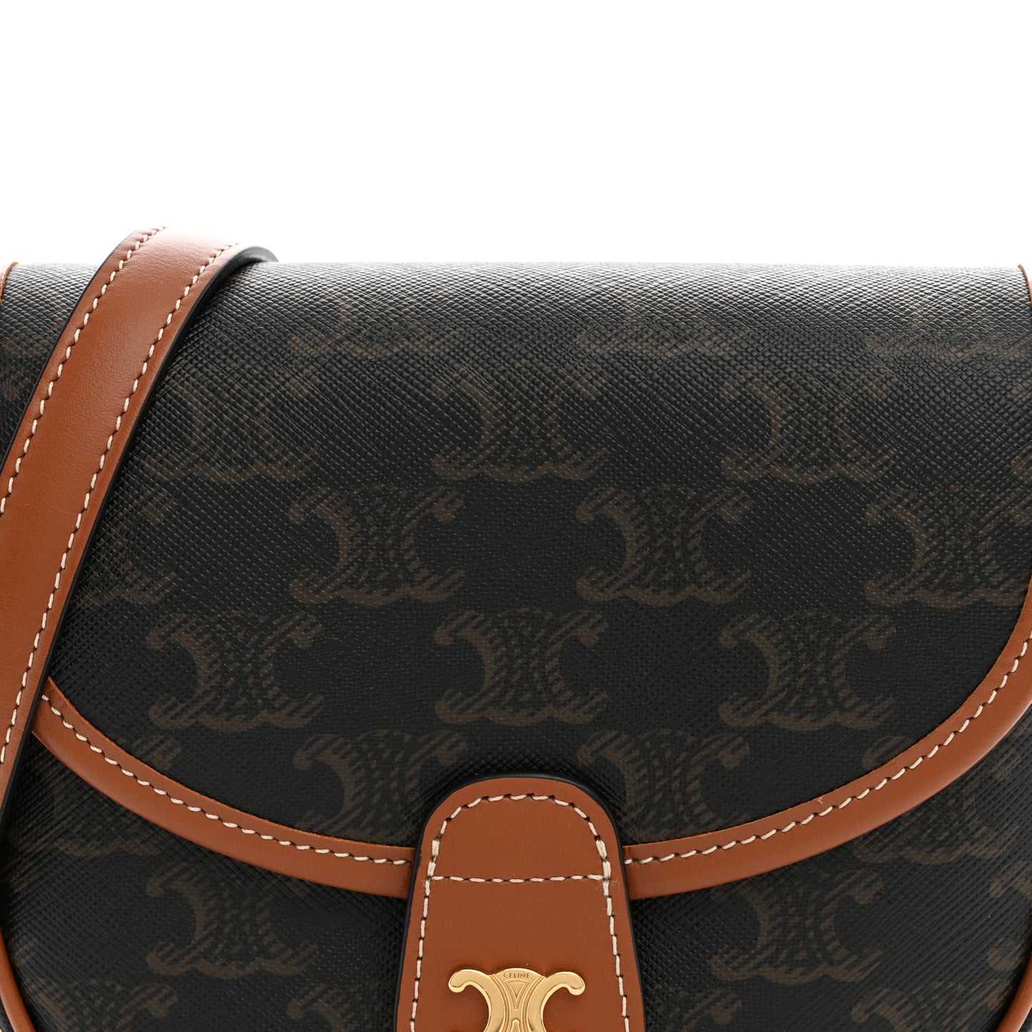 Canvas Calfskin Triomphe Mini Besace Tan