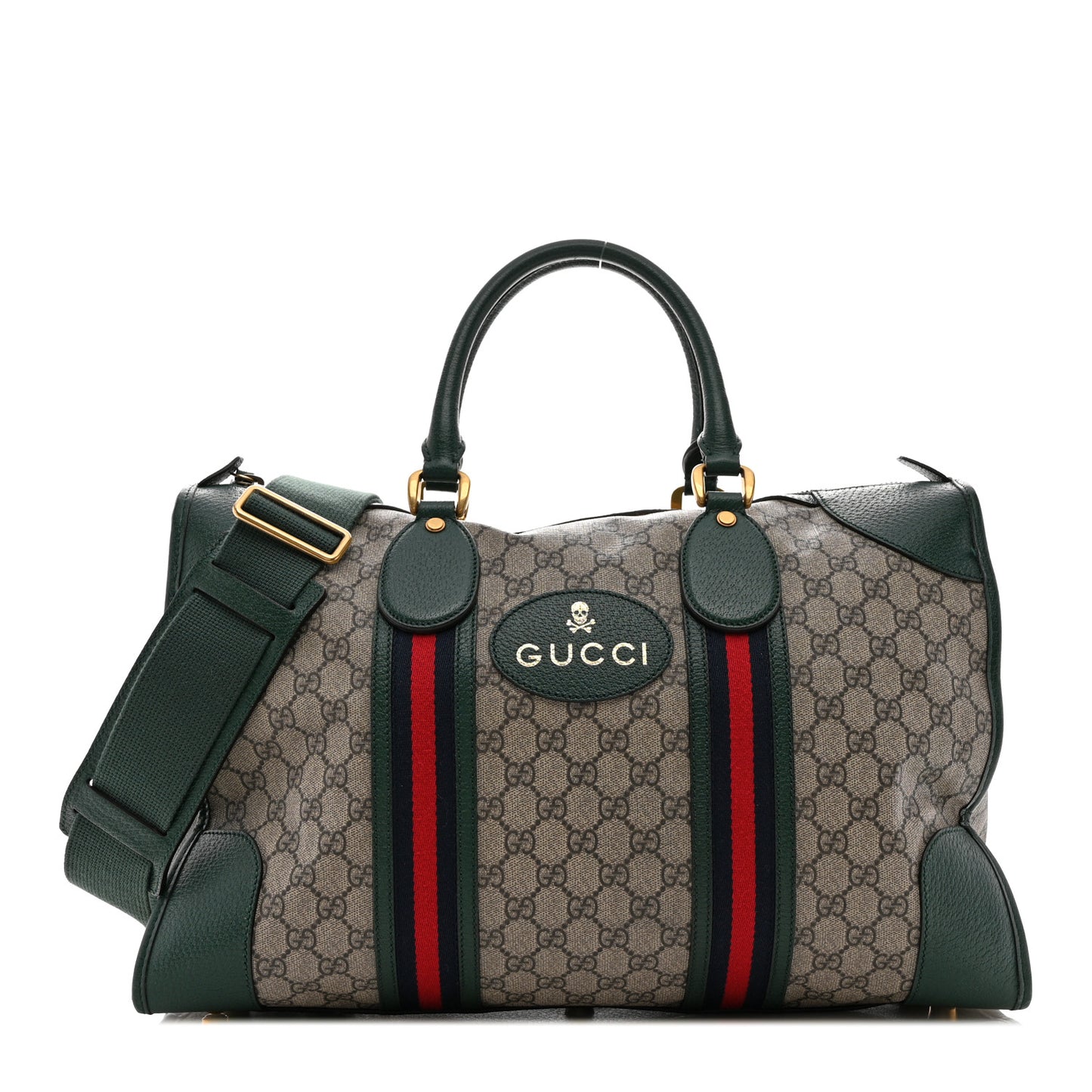 Soft GG Supreme Monogram Neo VintageWeb Skull Medium Duffle Bag Beige New Acero Green