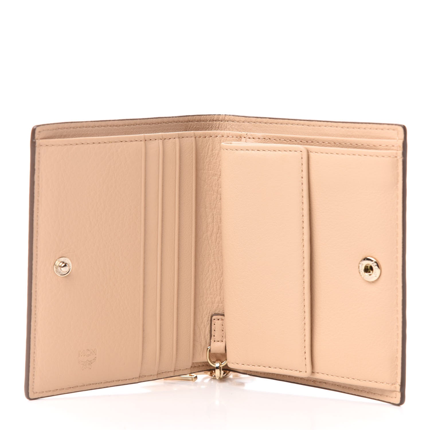 MCM Calfskin Ottomar Monogram Bi-Fold Wallet Beige 5 of 8