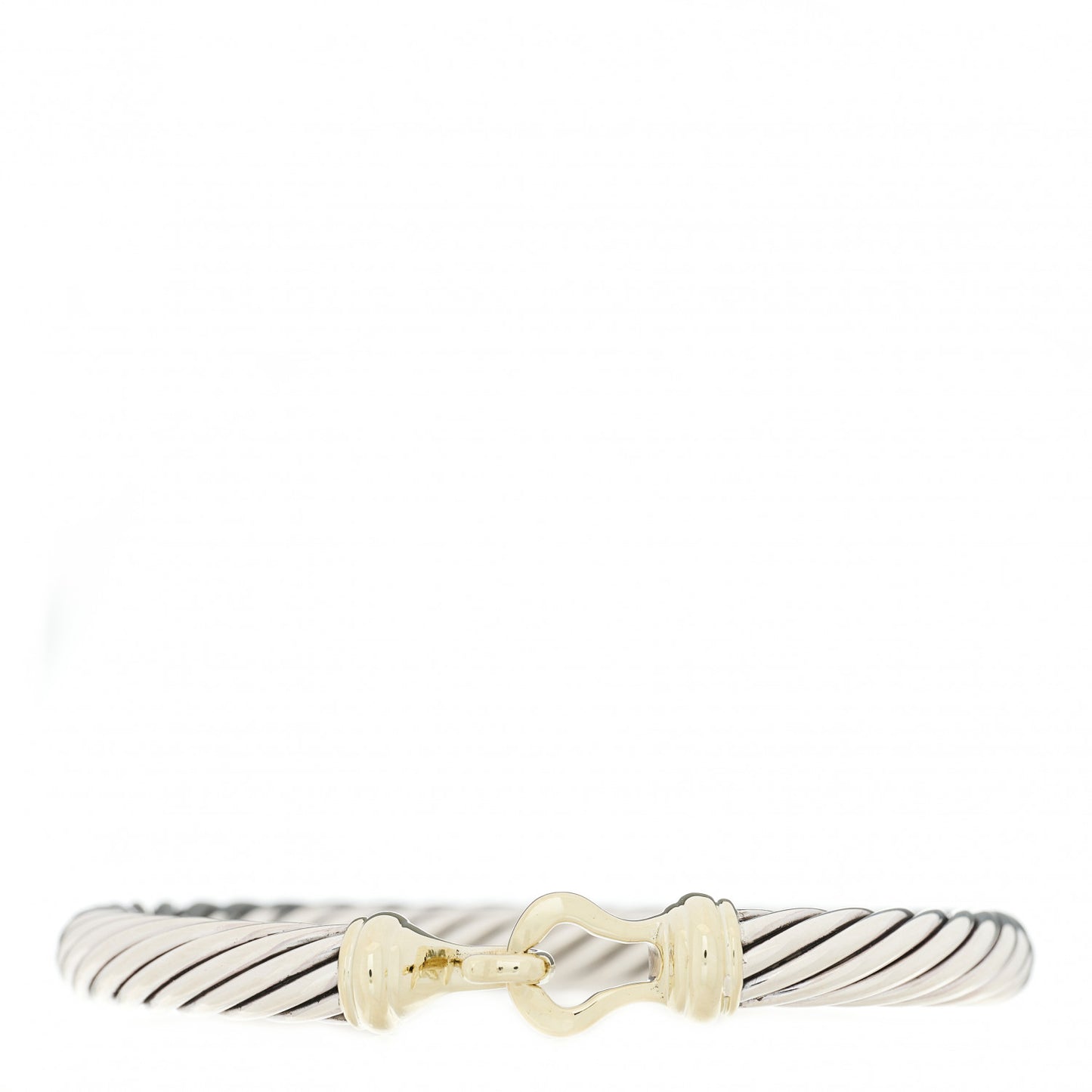 Sterling Silver 14K Yellow Gold 7mm Cable Classic Buckle Bracelet