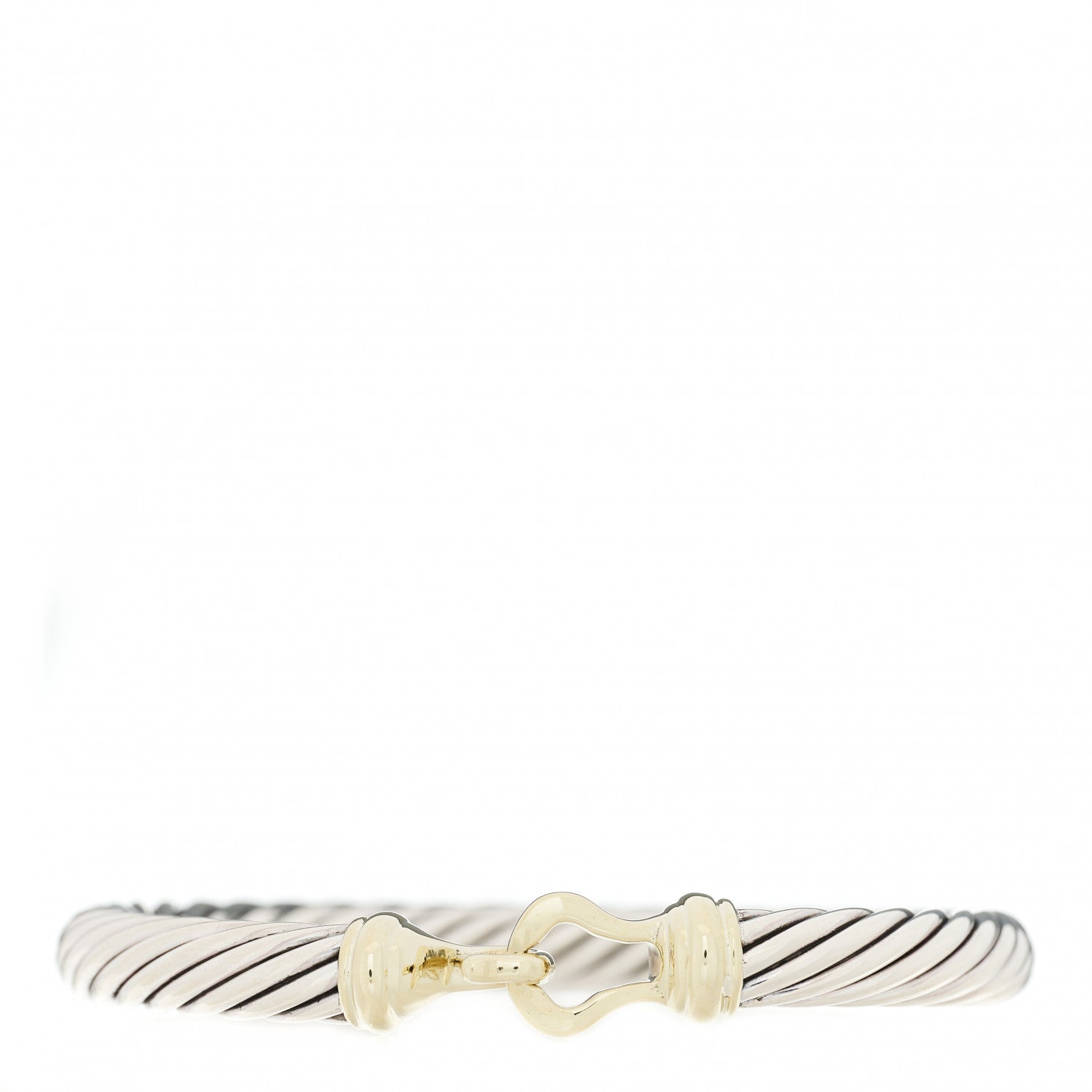 David Yurman Sterling Silver 14K Yellow Gold 7mm Cable Classic Buckle Bracelet 1 of 4