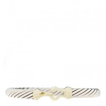 David Yurman Sterling Silver 14K Yellow Gold 7mm Cable Classic Buckle Bracelet 1 of 4