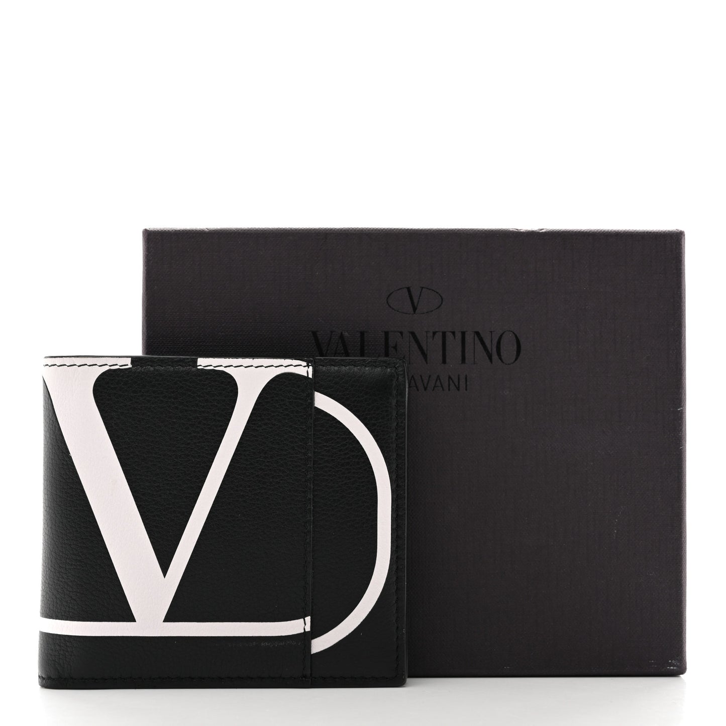 Calfskin Go Logo Bi-Fold Wallet Black