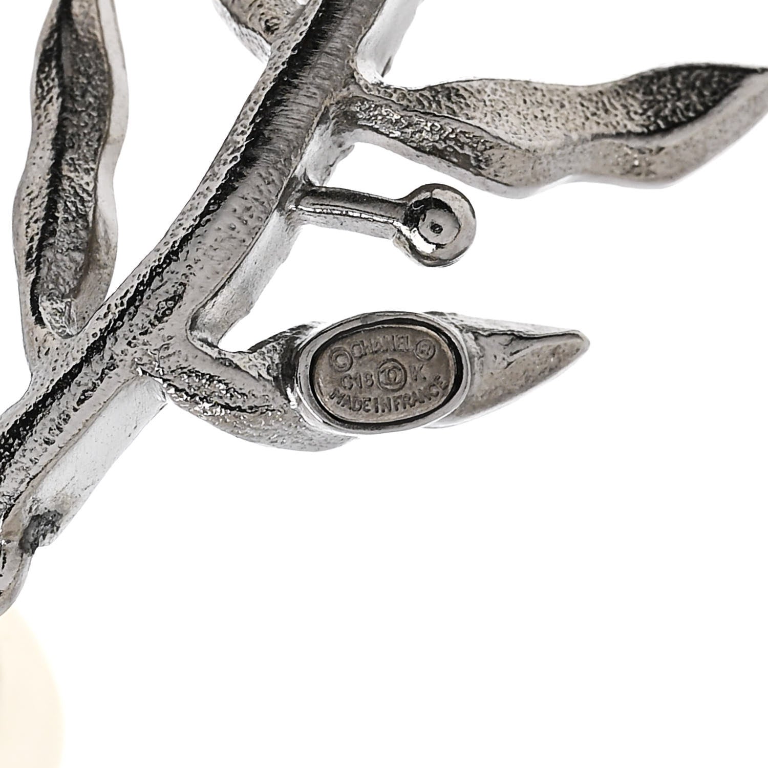 Chanel Pearl Crystal CC Long Drop Earrings Silver 4 of 4