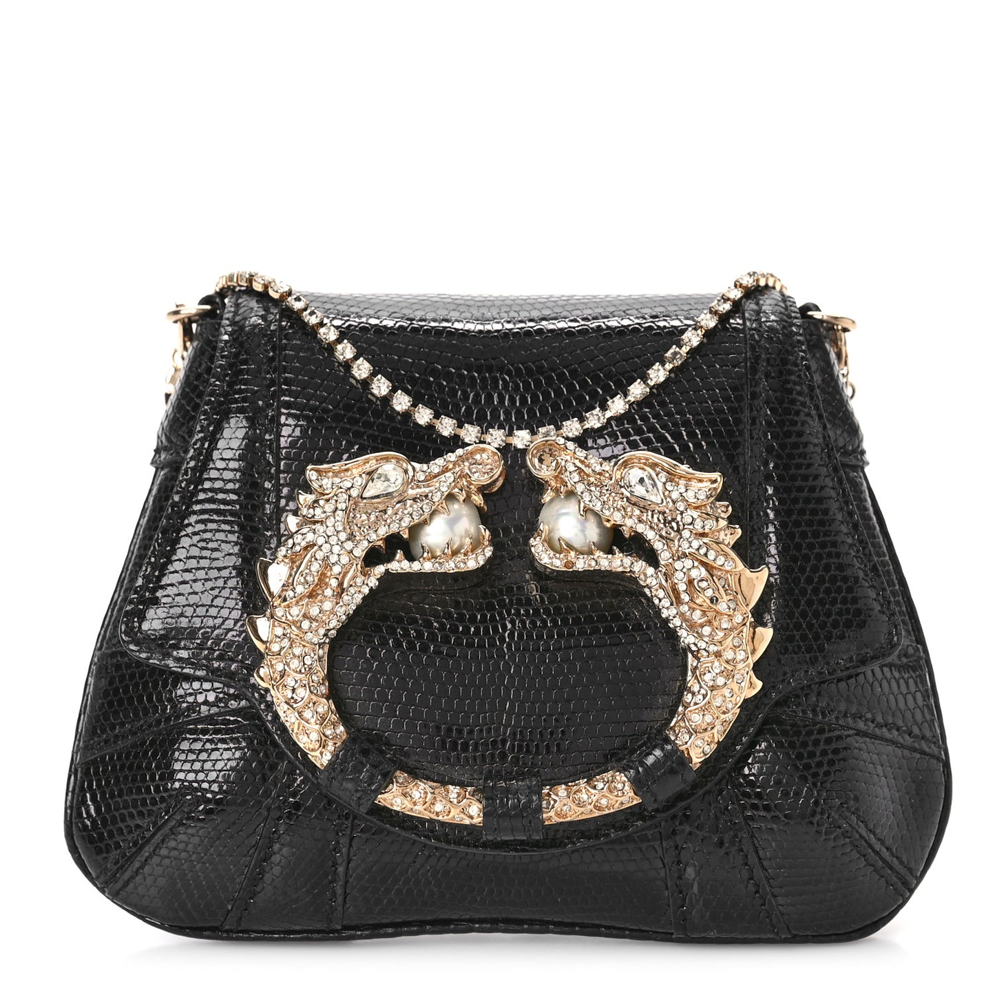 Lizard Tom Ford Jeweled Dragon Bag Black