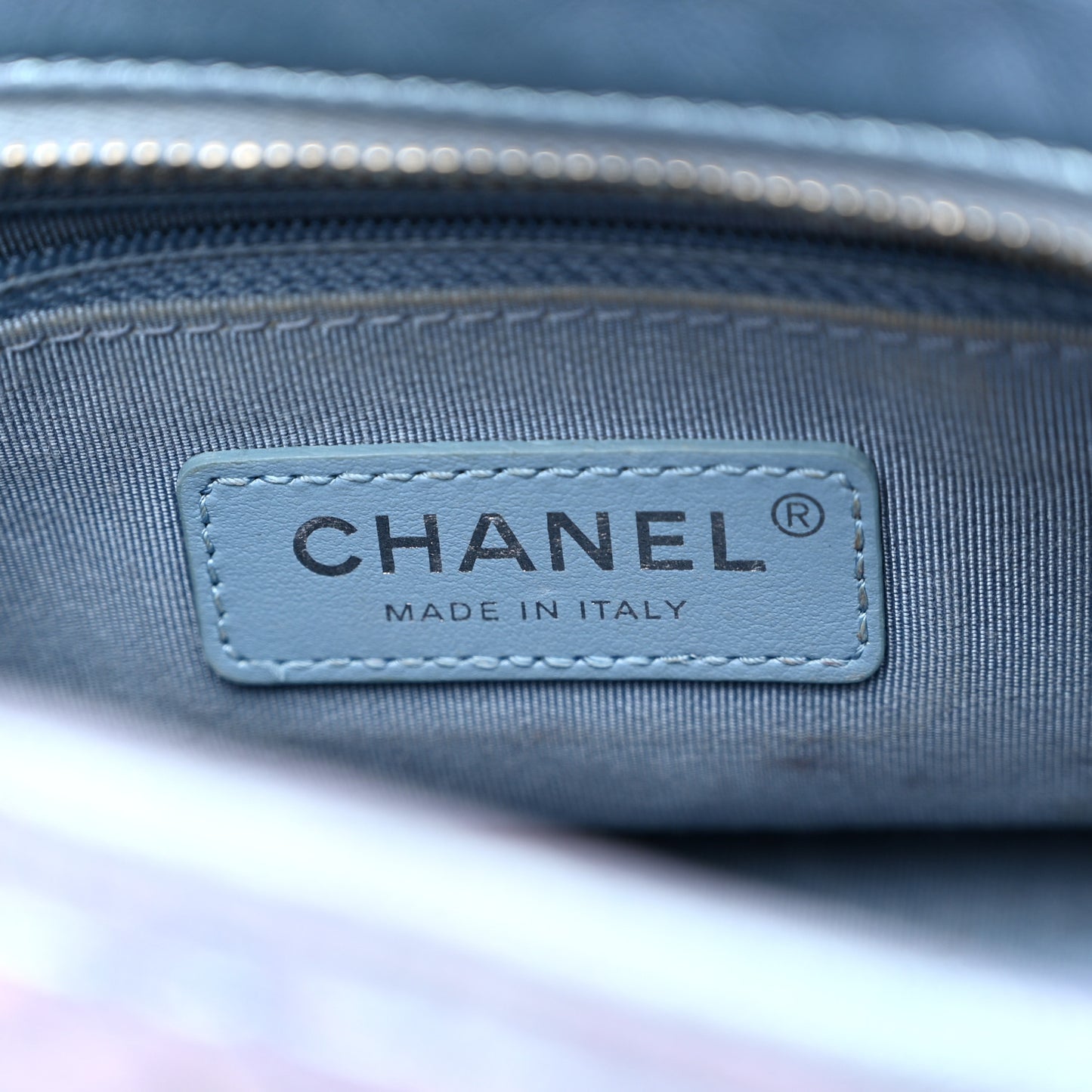 Iridescent Aged Calfskin Quilted Small Gabrielle Hobo Blue