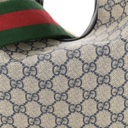Gucci GG Supreme Monogram Textured Calfskin Web Large Attache Shoulder Bag Beige Blue 8 of 10