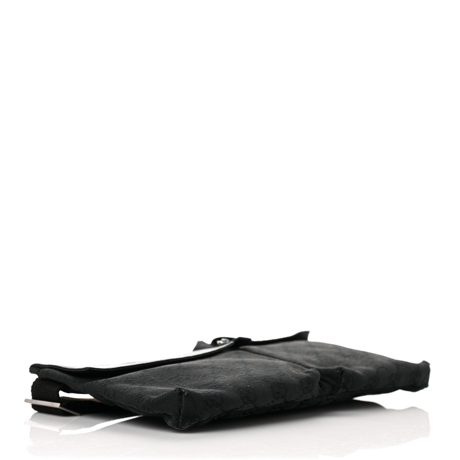 Gucci Denim Monogram Double Pocket Belt Bag Black 4 of 11