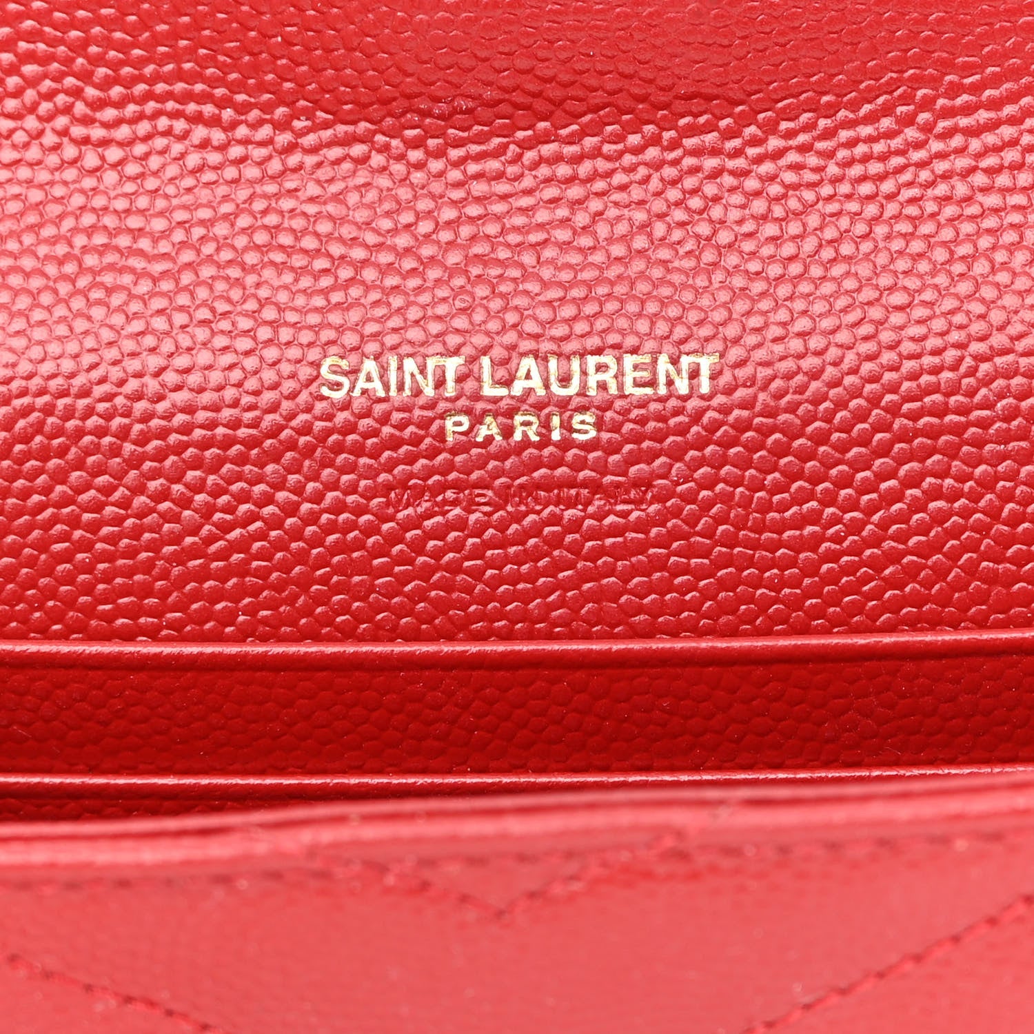 Saint Laurent Grain De Poudre Matelasse Chevron Small Monogram Envelope Wallet Rouge Eros 6 of 8
