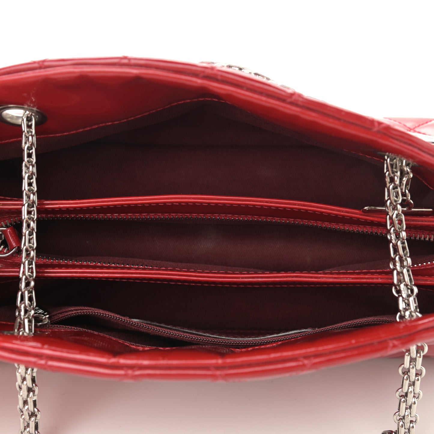Patent Quilted Small Just Mademoiselle Bowling Bag Red