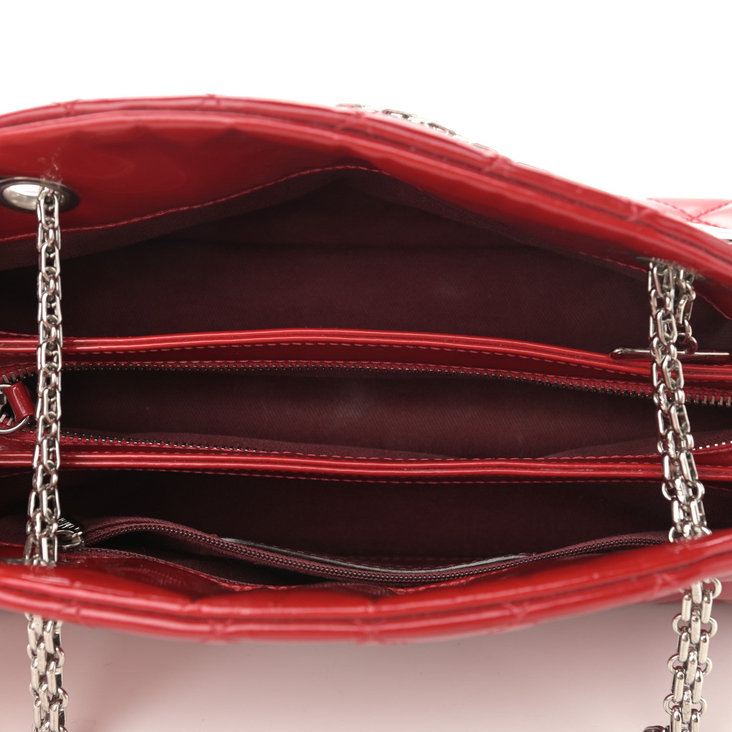 Chanel Patent Quilted Small Just Mademoiselle Bowling Bag Red 5 of 11