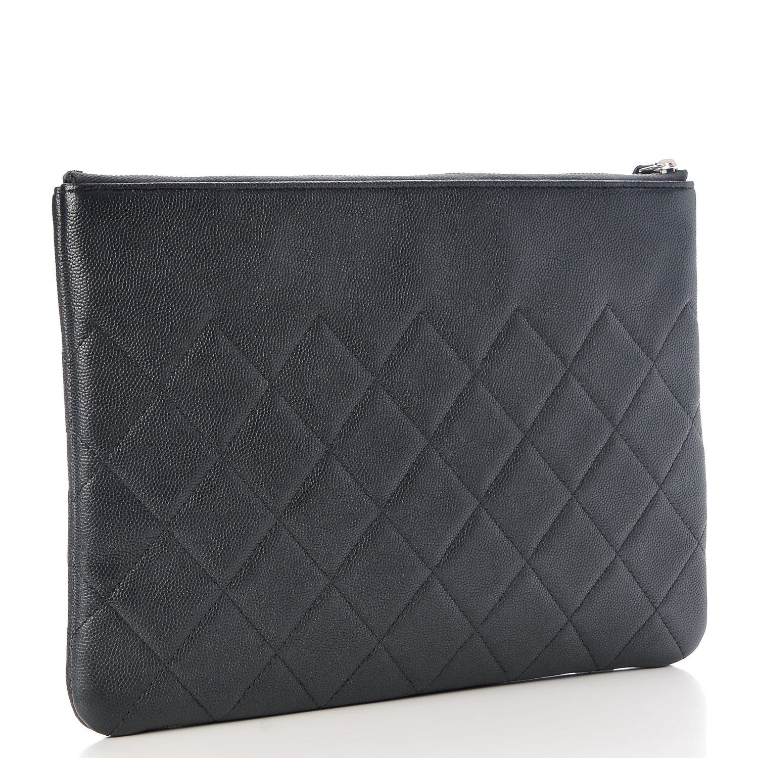 Chanel Metallic Caviar Quilted Medium Maxi CC Cosmetic Case Black 3 of 7