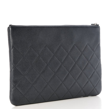 Chanel Metallic Caviar Quilted Medium Maxi CC Cosmetic Case Black 3 of 7