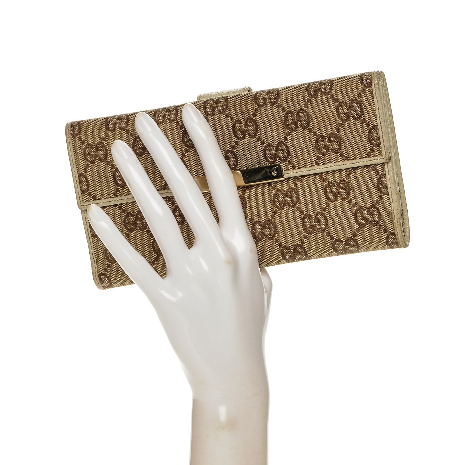 Gucci Monogram Metal Bar Continental Flap Wallet Off White 2 of 9