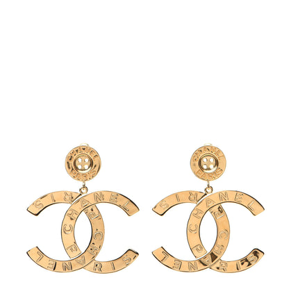 Chanel Metal Large Paris Button Earrings Gold 1 of 7