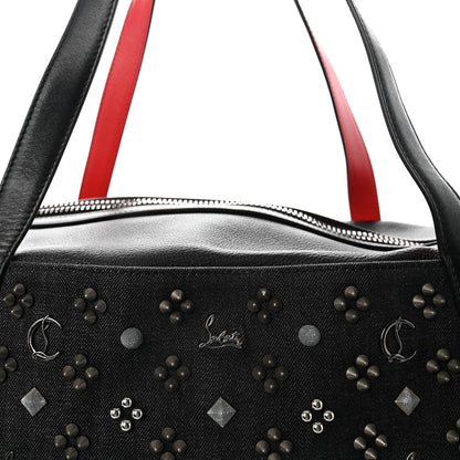 Christian Louboutin Studded Denim Calfskin Duffle Black 7 of 9