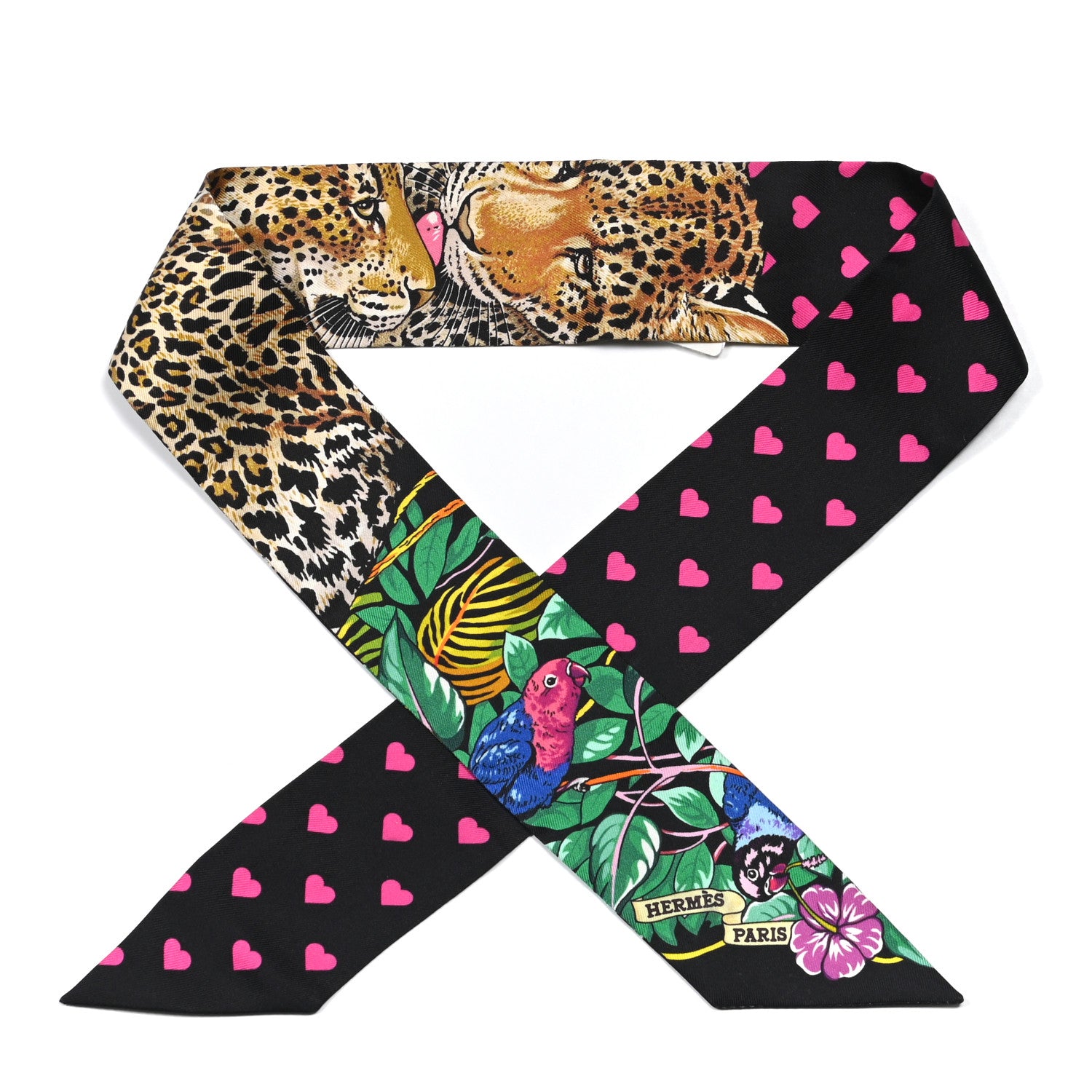 Hermes Silk Jungle Love Love Twilly Black Vert Rose Vif 1 of 5
