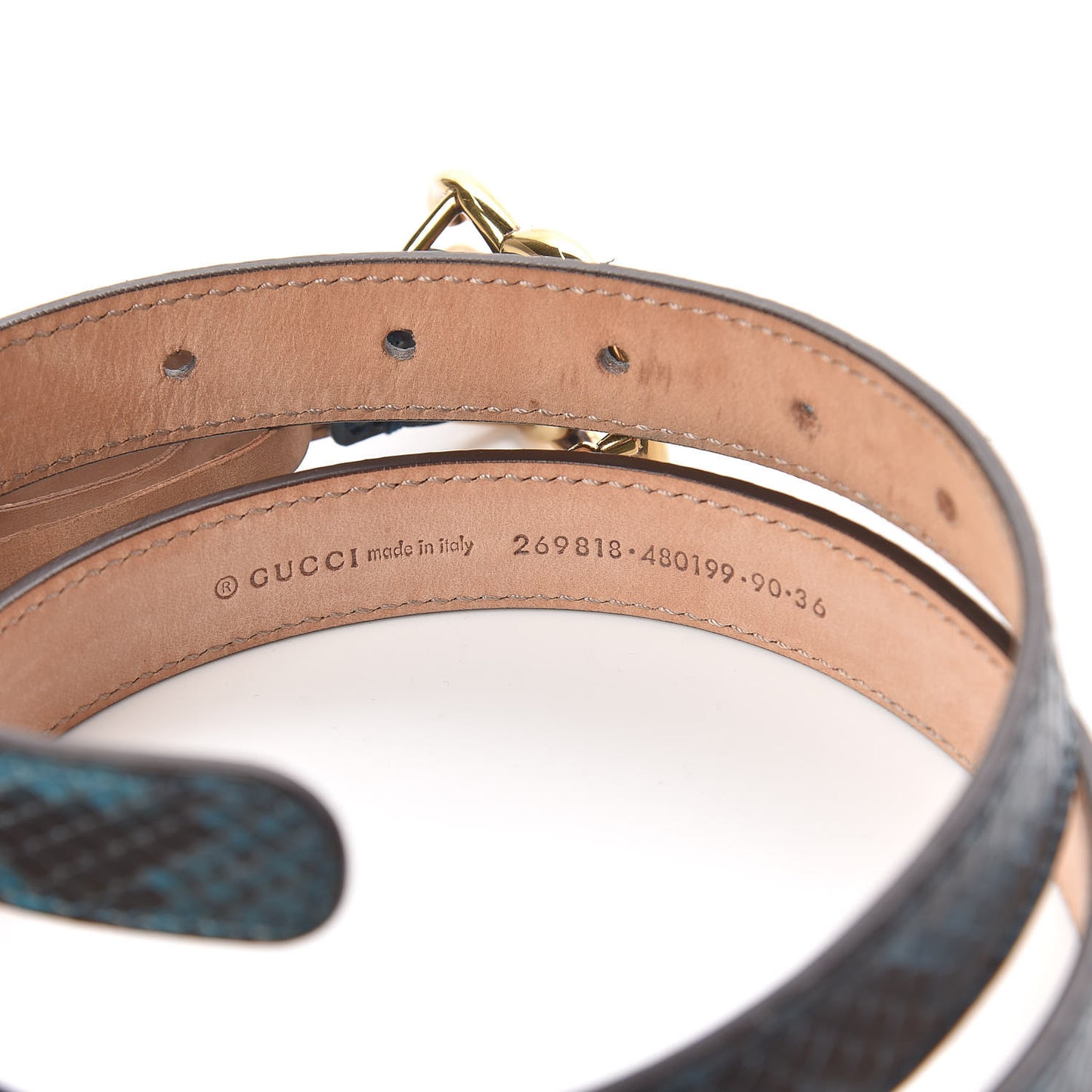 Snakeskin Double G 20mm Belt 90 36 Green