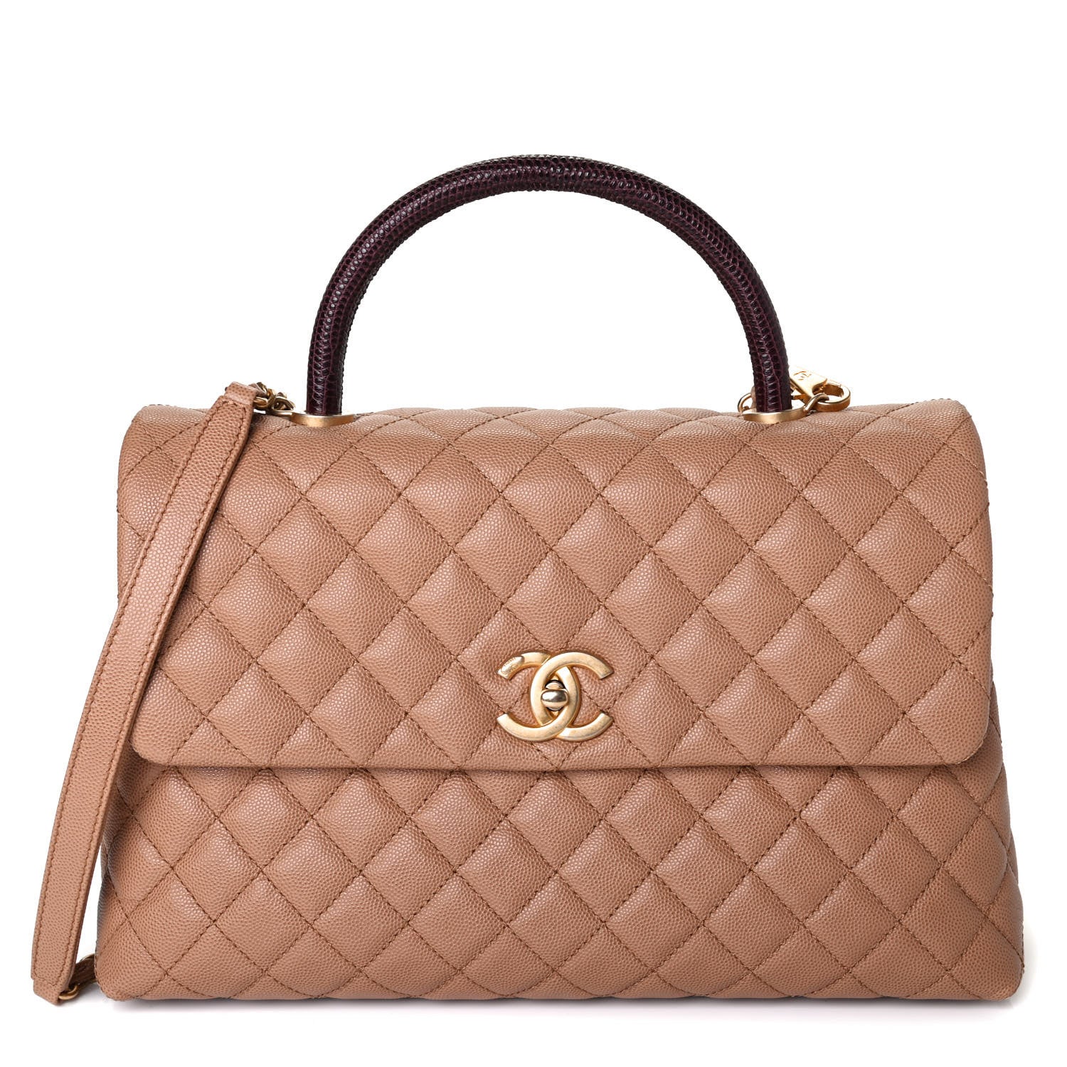 Chanel Caviar Lizard Quilted Medium Coco Handle Flap Beige 1 of 4