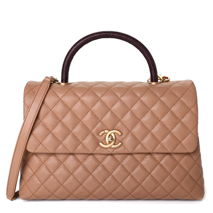 Chanel Caviar Lizard Quilted Medium Coco Handle Flap Beige 1 of 4