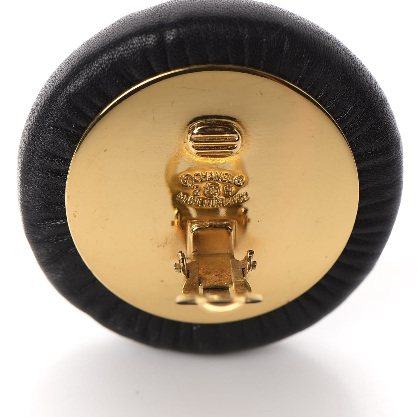 Lambskin CC Clip On Earrings Black Gold