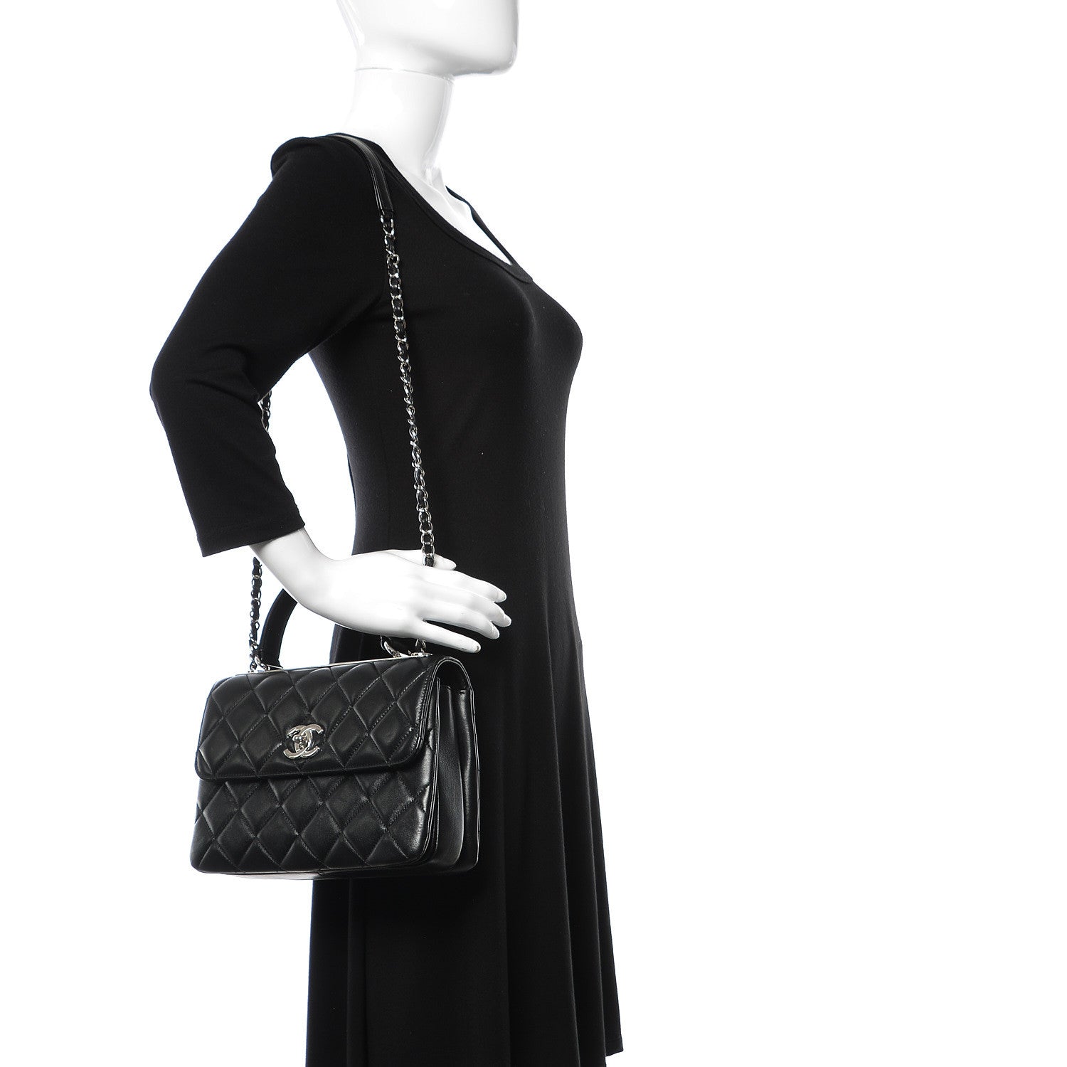 Chanel Lambskin Quilted Small Trendy CC Dual Handle Flap Bag Black 2 of 12