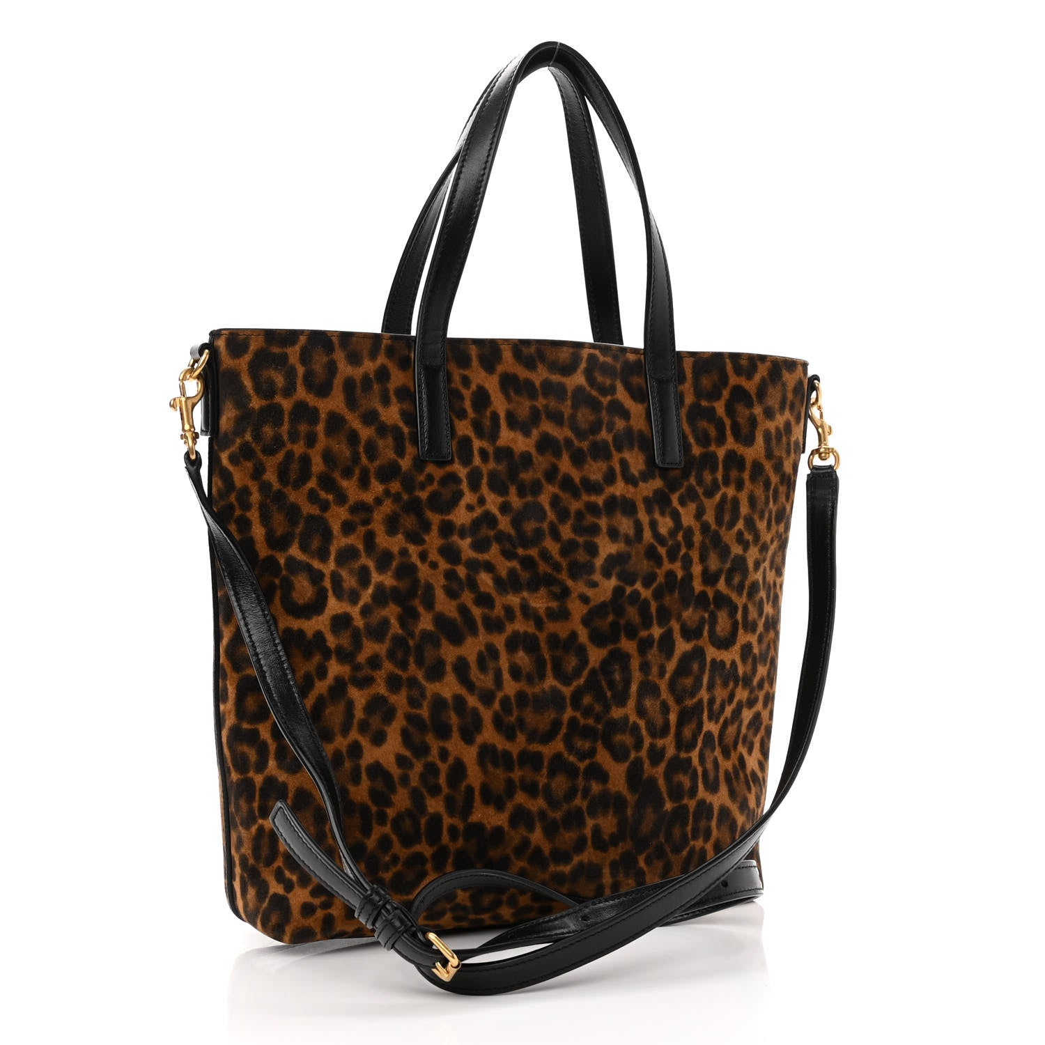 Saint Laurent Suede Leopard Print Toy Shopping Tote Naturale 3 of 9