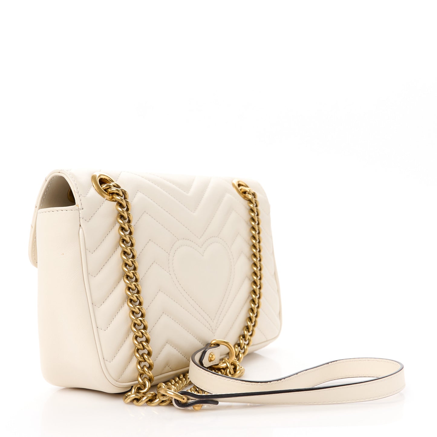 Calfskin Matelasse Small GG Marmont Shoulder Bag White