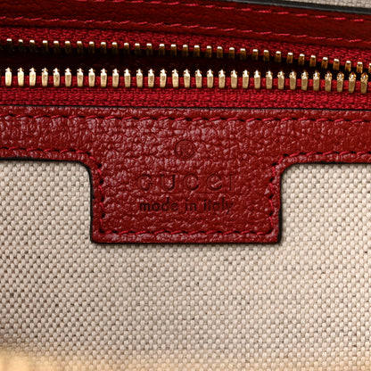 Gucci Textured Dollar Calfskin Web Small Savoy Bowling Tote Red 6 of 10