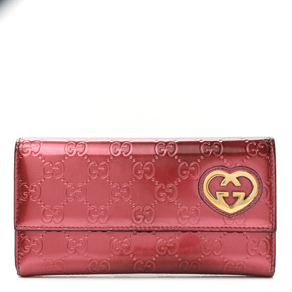 Gucci Shine Guccissima Lovely Heart Continental Wallet Tibet Red 1 of 11