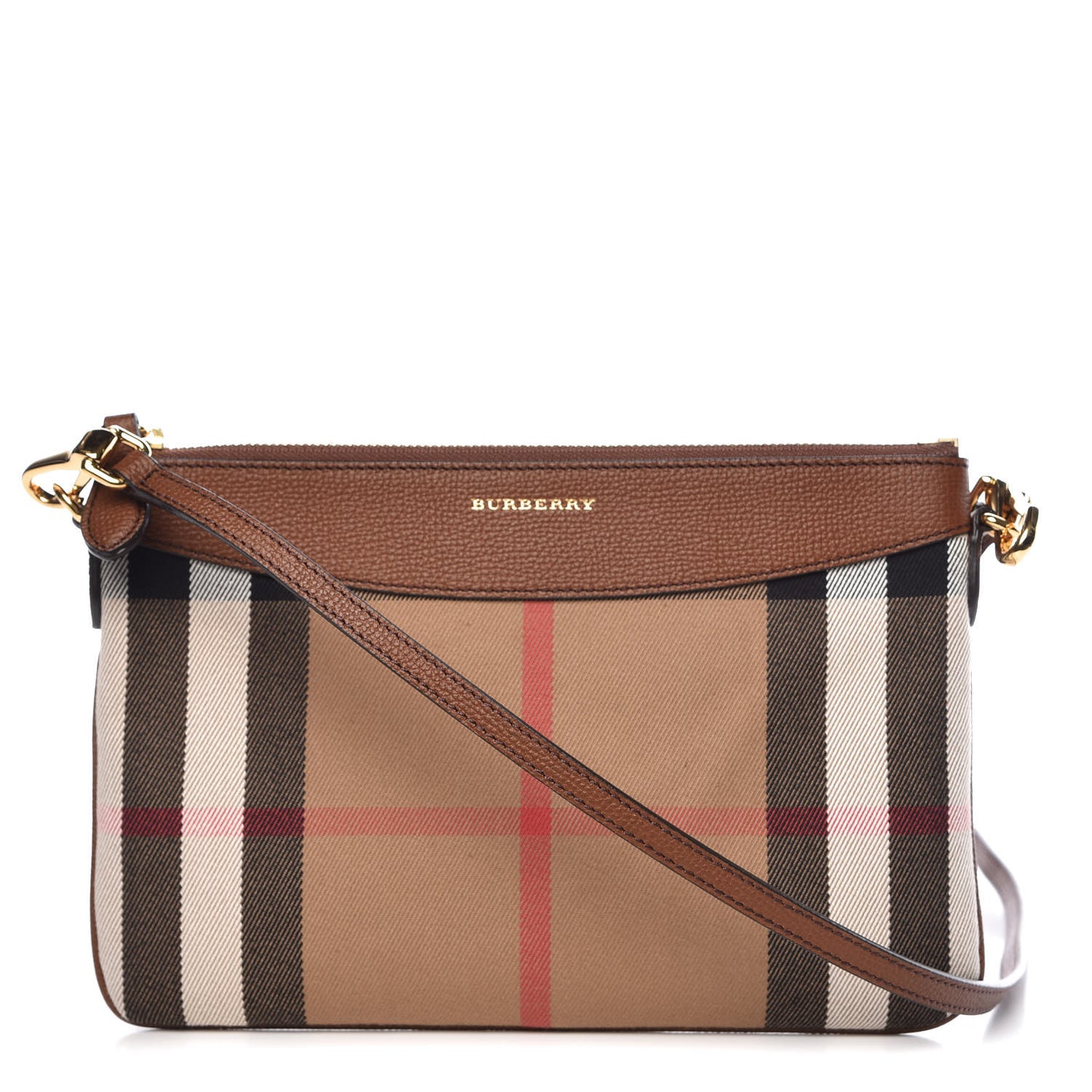 House Check Derby Peyton Crossbody Clutch Bag Tan