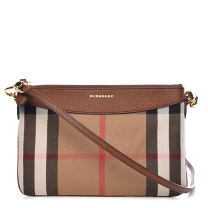 Burberry House Check Derby Peyton Crossbody Clutch Bag Tan 1 of 12