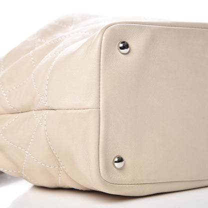 Chanel Lambskin Contrast Stitch Small Drawstring Tote Ivory 8 of 9
