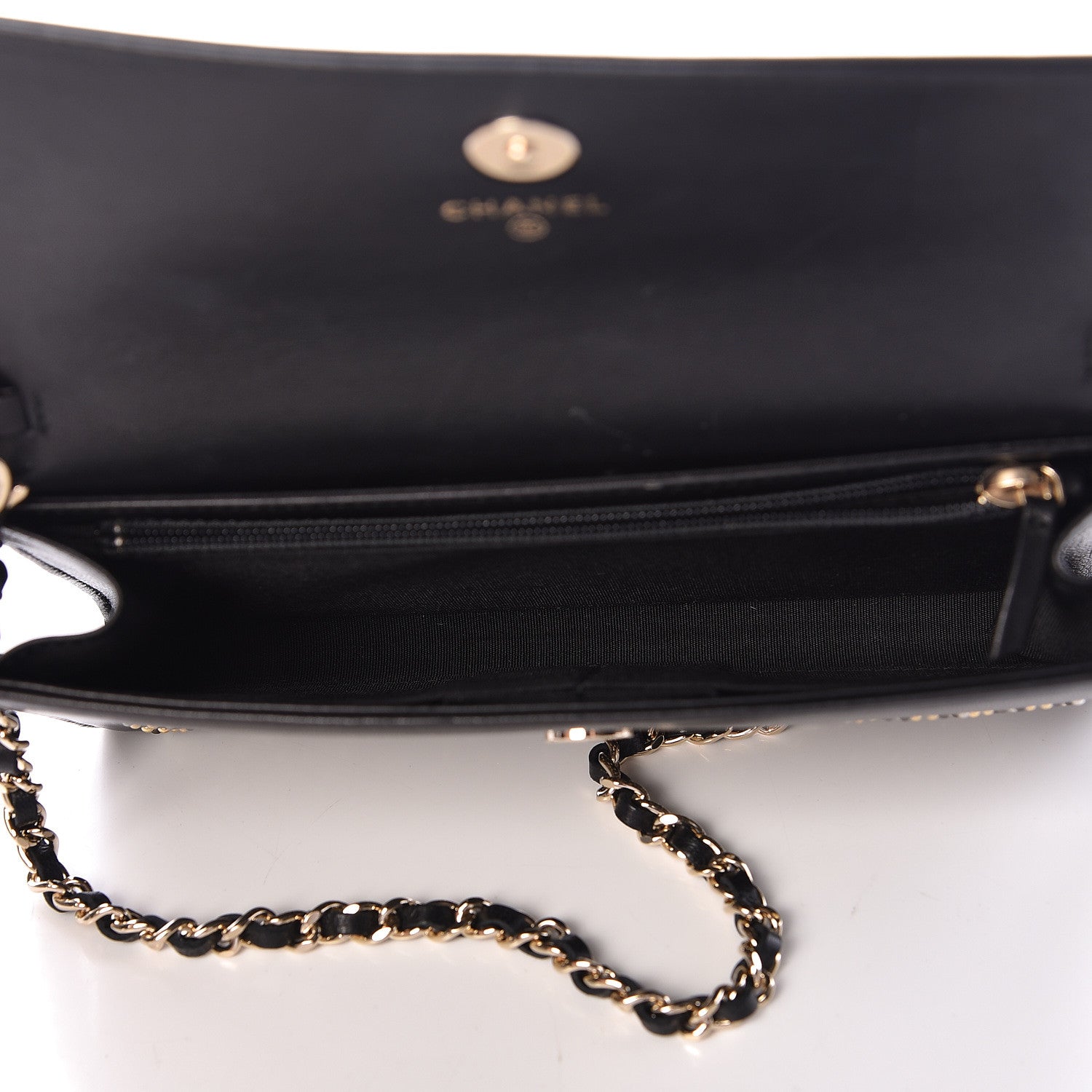 Chanel Lambskin Studded Chain Wallet Black 6 of 12
