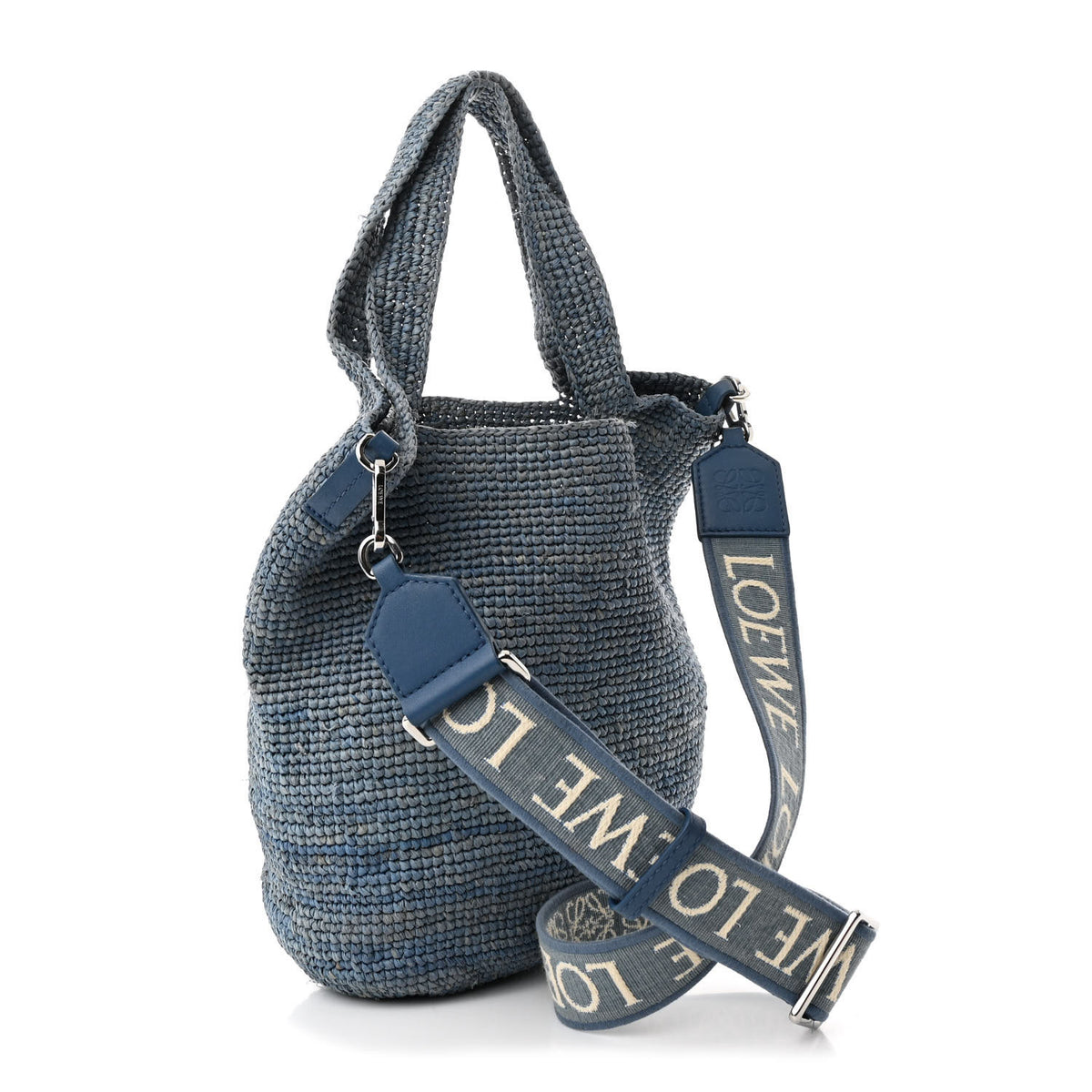 Raffia Mini Slit Tote Bag Blue