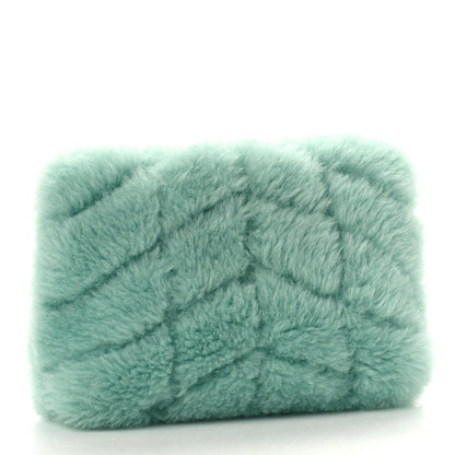 Saint Laurent Shearling Quilted Monogram Loulou Puffer Pouch Clutch Iced Mint 4 of 10