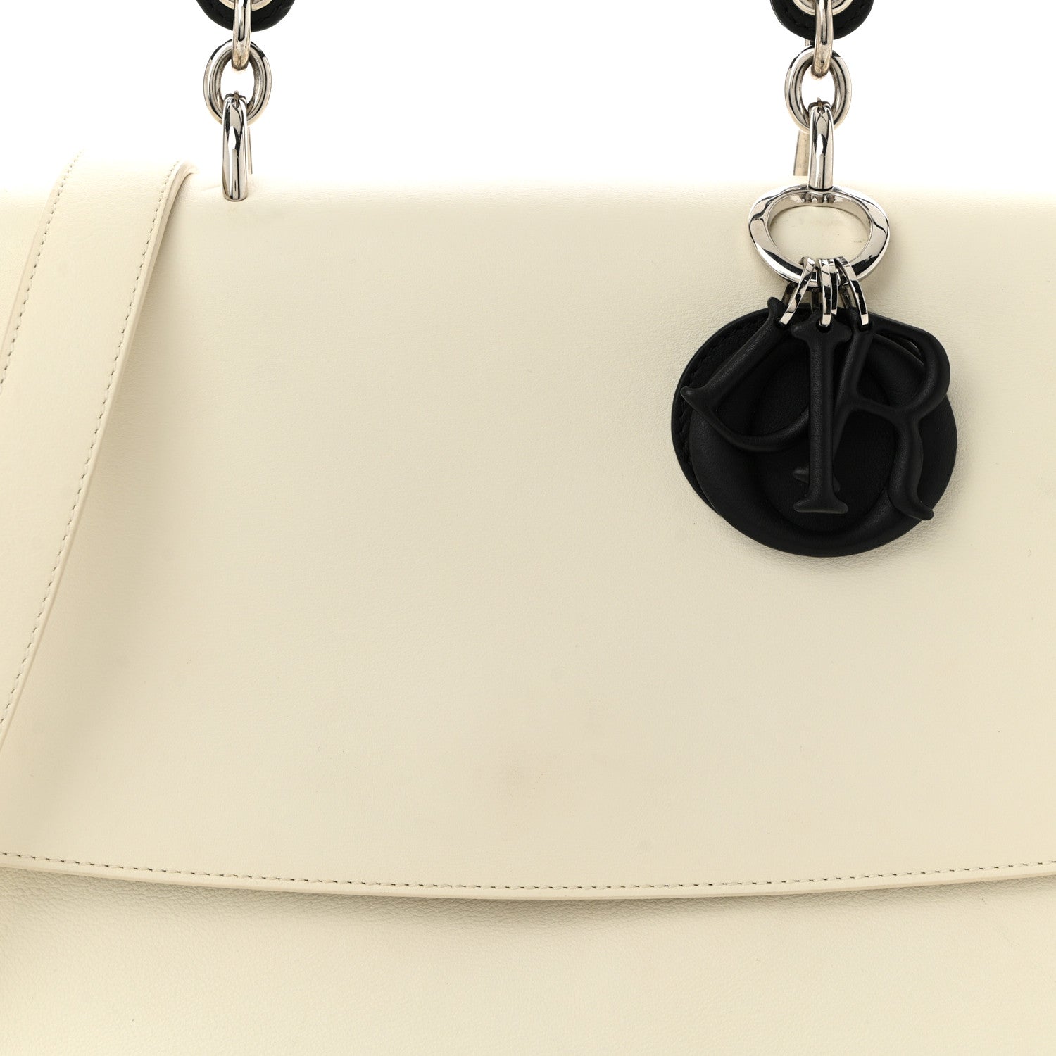 Christian Dior Smooth Calfskin Bi-Color Medium Be Dior Flap White Black 7 of 12