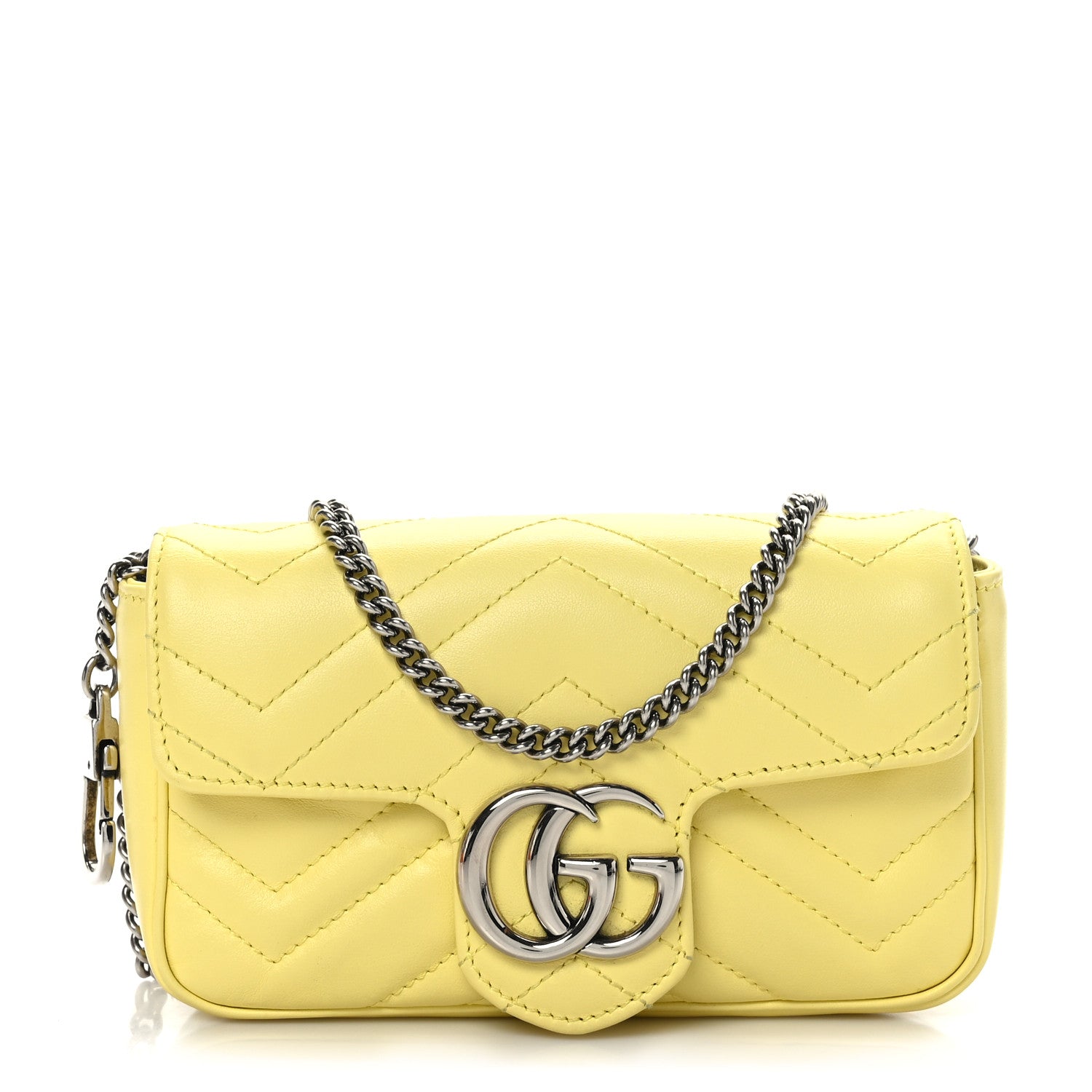 Gucci Calfskin Matelasse Super Mini GG Marmont Shoulder Bag Banana 1 of 9