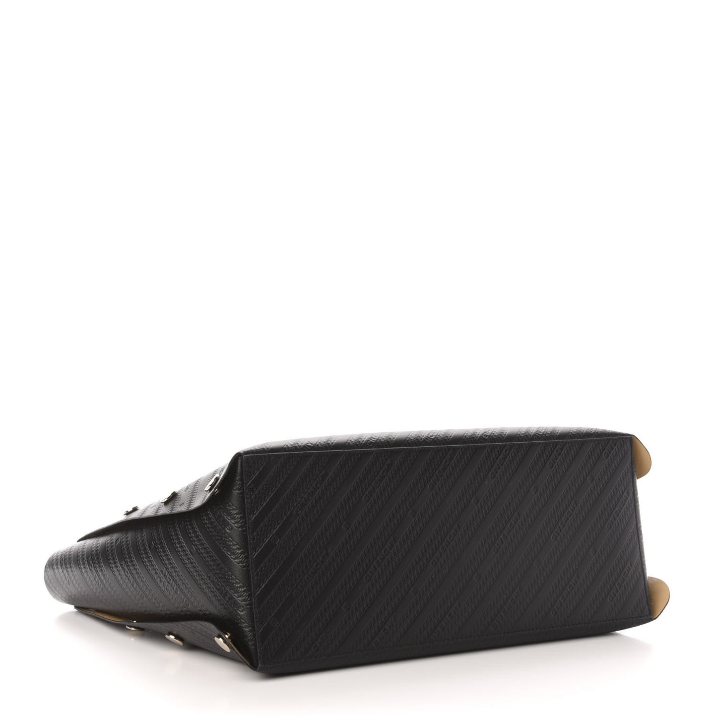 Calfskin Chain Embossed Medium Bond Shopper Tote Black