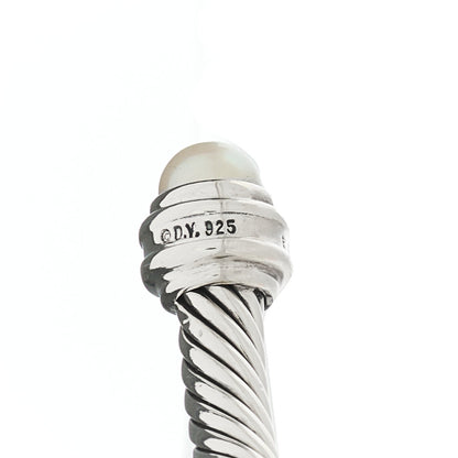 David Yurman Sterling Silver Diamond Pearl 5mm Cable Classics Princess Bracelet 3 of 3