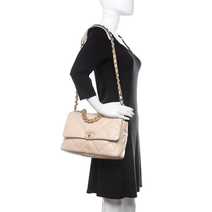Chanel Lambskin Quilted Large 19 Flap Beige 3 of 12