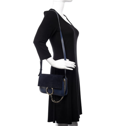 Chloe Suede Calfskin Small Faye Shoulder Bag Denim Blue 2 of 12