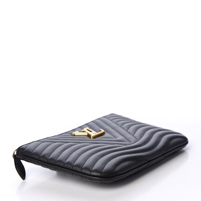 Louis Vuitton Calfskin New Wave Zipped Pochette Black 3 of 9
