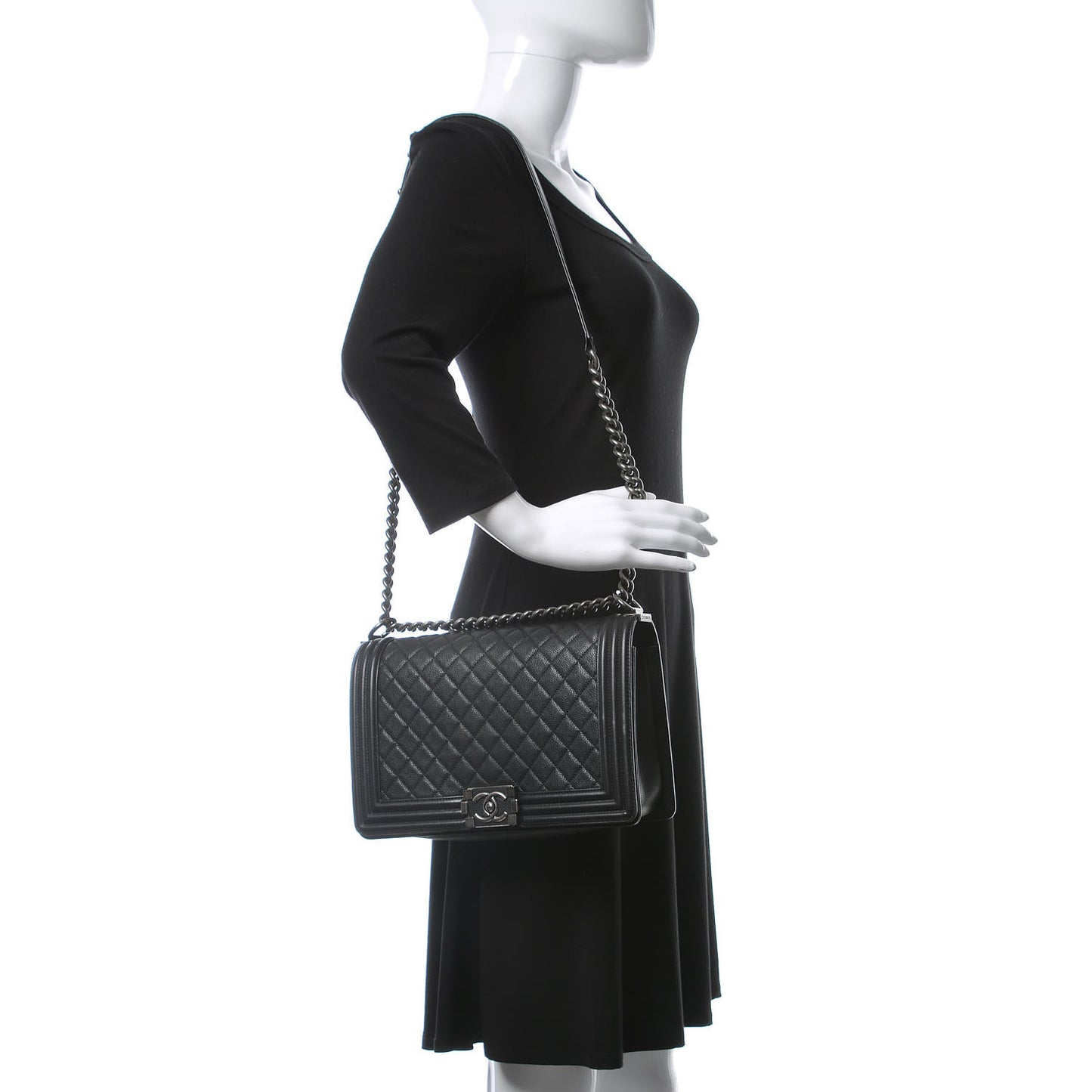 Calfskin Quilted New Medium Boy Flap Black