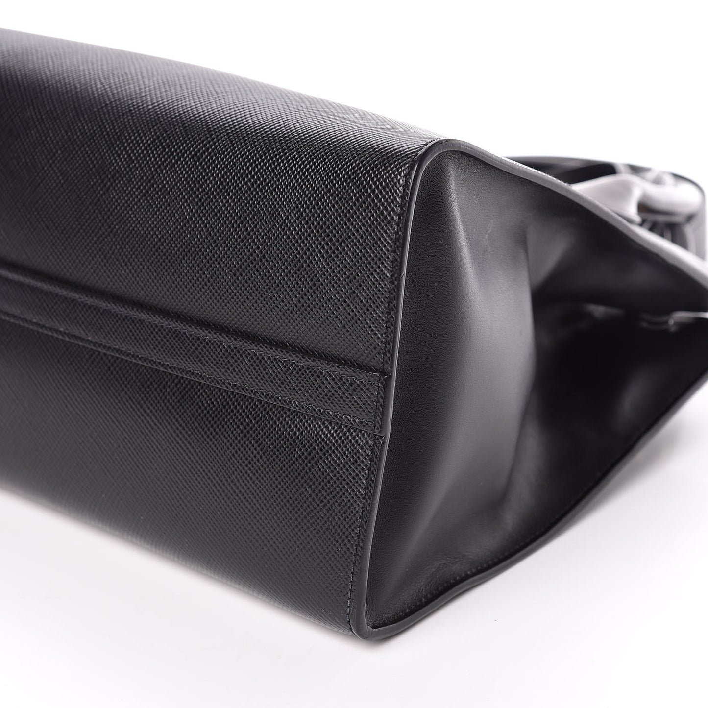 Saffiano Cuir Calfskin Large Monochrome Top Handle Tote Black