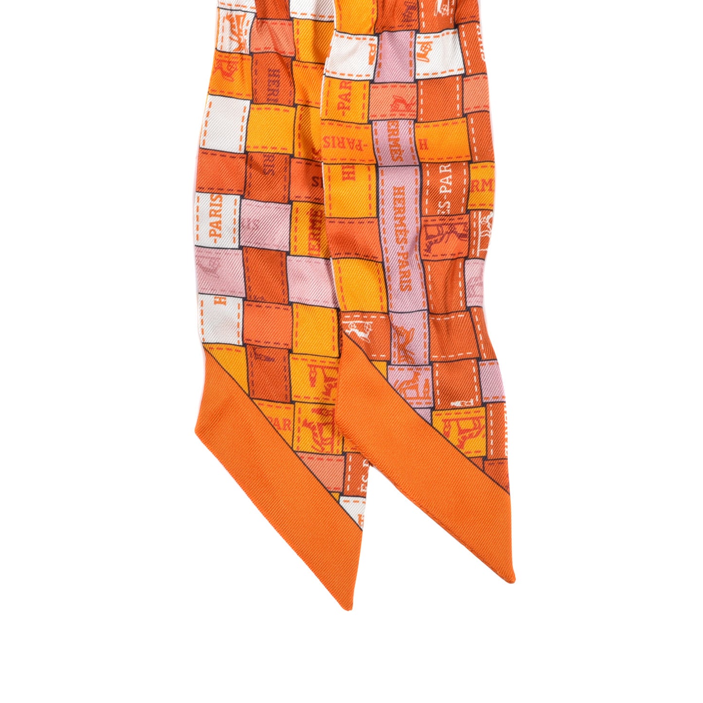 Silk Bolduc Au Carre Twilly Orange Blanc Vieux