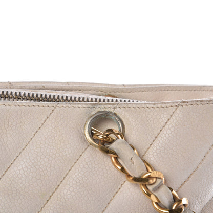 Chanel Caviar Chevron Quilted Shoulder Bag White 22 of 25