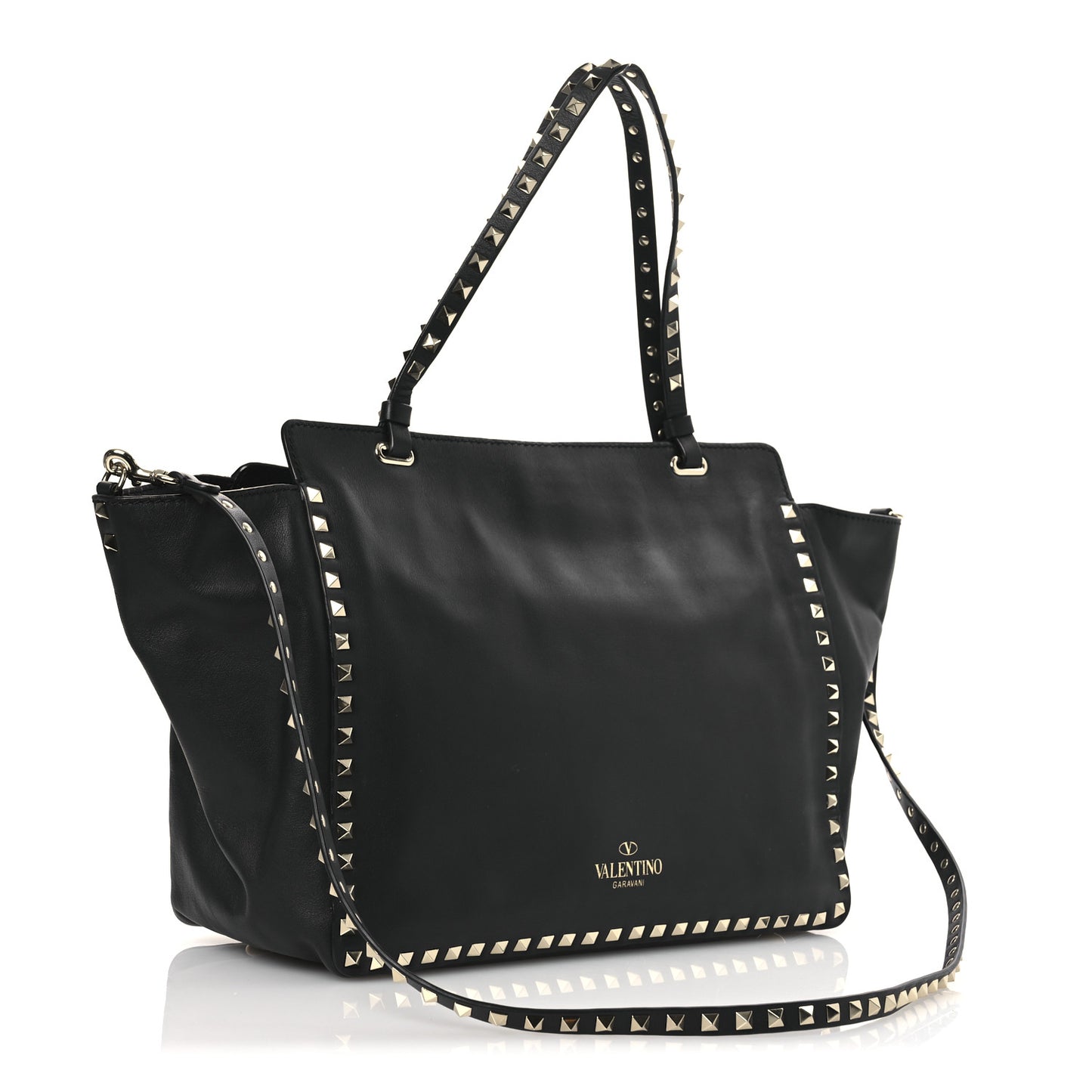 Vitello Medium Rockstud Tote Black