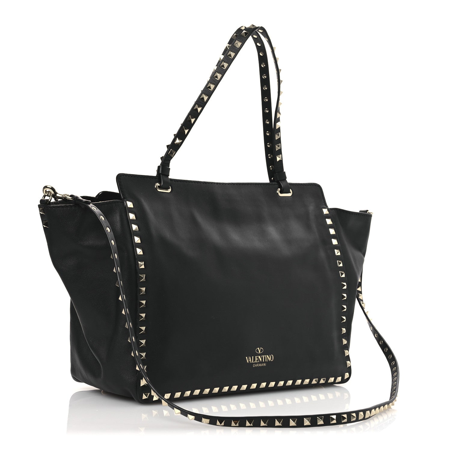 Valentino Garavani Vitello Medium Rockstud Tote Black 3 of 13